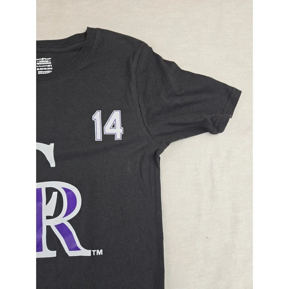 MLB Colorado Rockies Ezequiel Tovar 14 Kids XL 16/18 Black Player T-Shirt